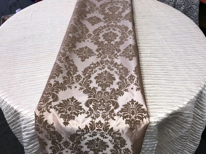 Damask Flocking Taffeta Table Runners - 14" X 108" Inches Tablecloth 4 pieces - New Star Fabrics