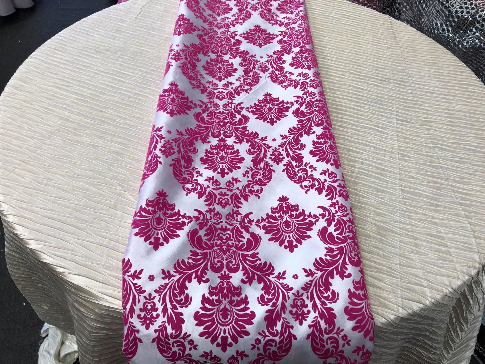 Damask Flocking Taffeta Table Runners - 14" X 108" Inches Tablecloth 4 pieces - New Star Fabrics