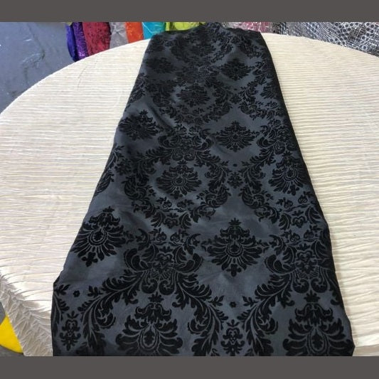 Damask Flocking Taffeta Table Runners - 14" X 108" Inches Tablecloth 4 pieces - New Star Fabrics