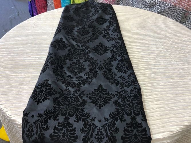 Damask Flocking Taffeta Table Runners - 14" X 108" Inches Tablecloth 4 pieces - New Star Fabrics