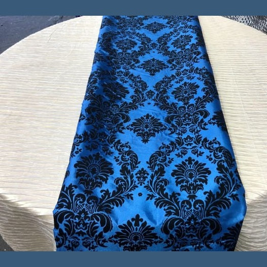 Damask Flocking Taffeta Table Runners - 14" X 108" Inches Tablecloth 4 pieces - New Star Fabrics