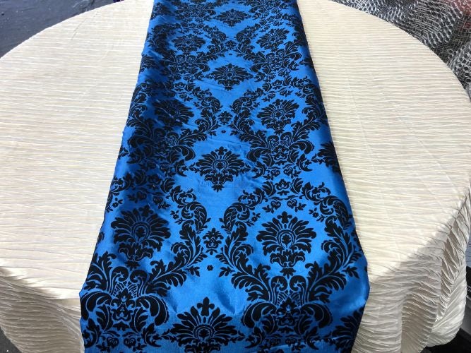 Damask Flocking Taffeta Table Runners - 14" X 108" Inches Tablecloth 4 pieces - New Star Fabrics