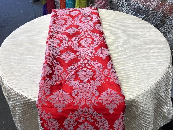 Damask Flocking Taffeta Table Runners - 14" X 108" Inches Tablecloth 4 pieces - New Star Fabrics