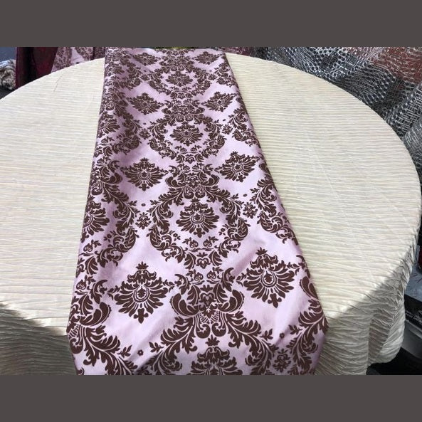 Damask Flocking Taffeta Table Runners - 14" X 108" Inches Tablecloth 4 pieces - New Star Fabrics