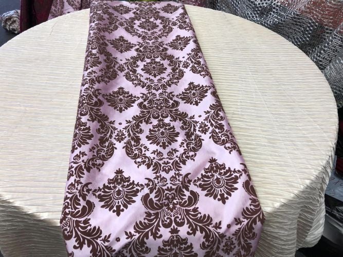 Damask Flocking Taffeta Table Runners - 14" X 108" Inches Tablecloth 4 pieces - New Star Fabrics