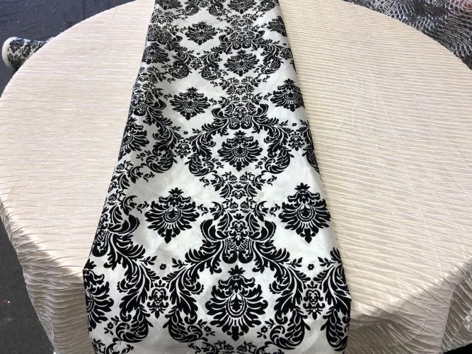 Damask Flocking Taffeta Table Runners - 14" X 108" Inches Tablecloth 4 pieces - New Star Fabrics