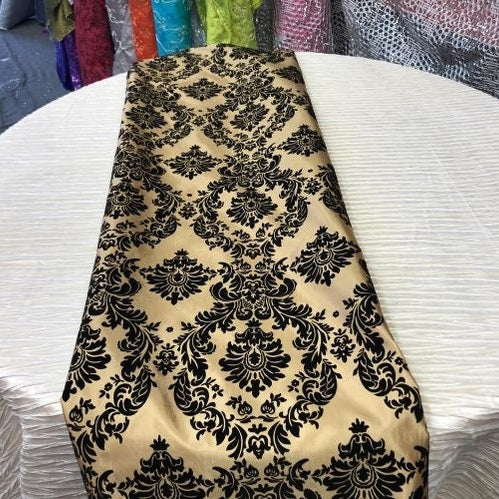 Damask Flocking Taffeta Table Runners - 14" X 108" Inches Tablecloth 4 pieces - New Star Fabrics