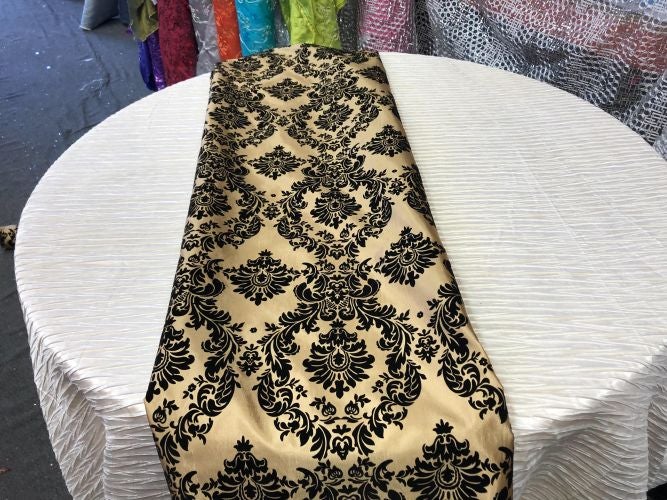 Damask Flocking Taffeta Table Runners - 14" X 108" Inches Tablecloth 4 pieces - New Star Fabrics