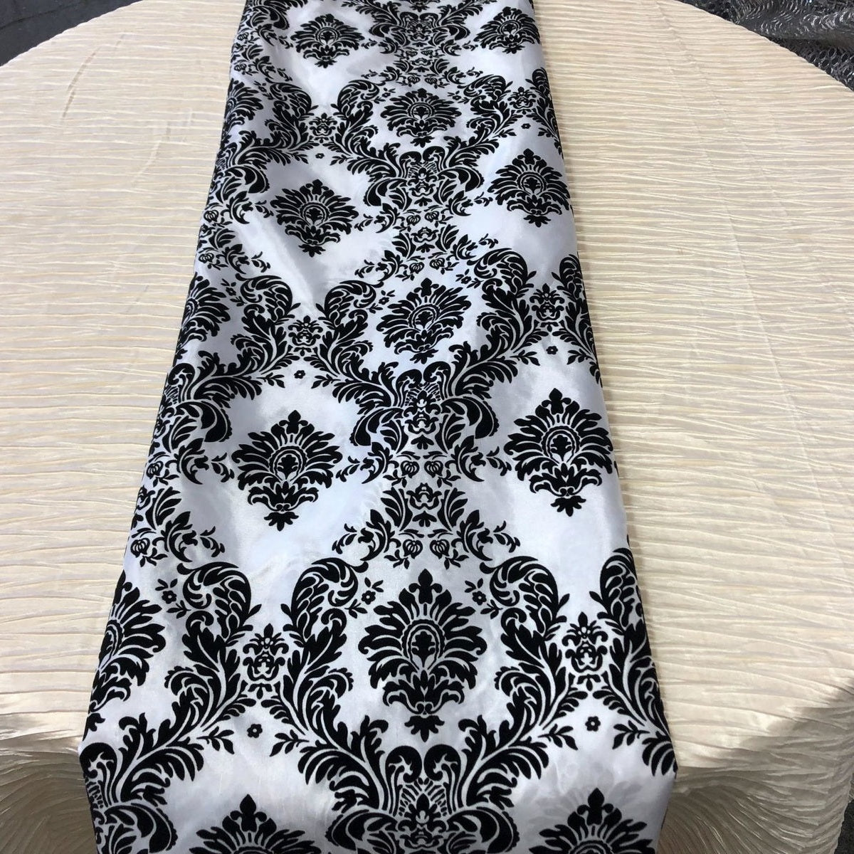 Damask Flocking Taffeta Table Runners - 14" X 108" Inches Tablecloth 4 pieces - New Star Fabrics
