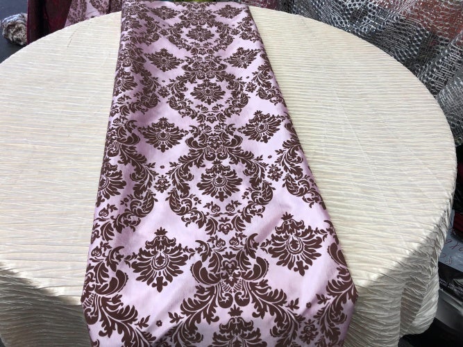 Damask Flocking Taffeta Table Runners - 14" X 108" Inches Tablecloth 4 pieces - New Star Fabrics