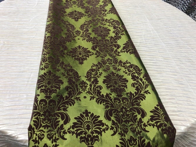 Damask Flocking Taffeta Table Runners - 14" X 108" Inches Tablecloth 4 pieces - New Star Fabrics