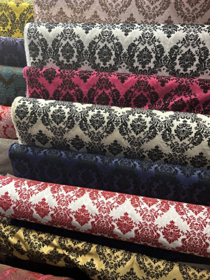 Damask Flocking Taffeta fabric by the yard - New Star Fabrics