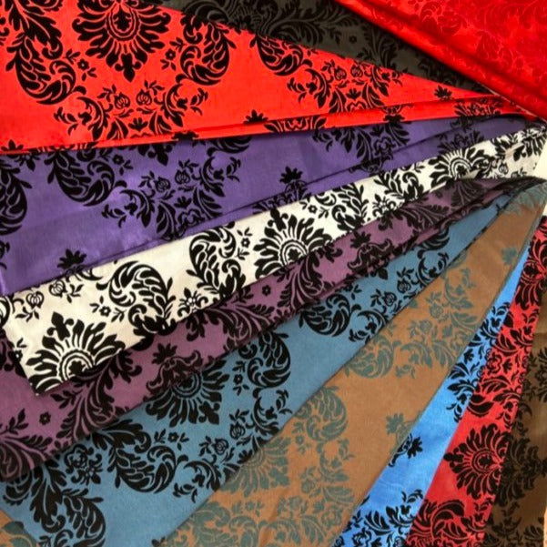 Damask Flocking Taffeta fabric by the yard - New Star Fabrics