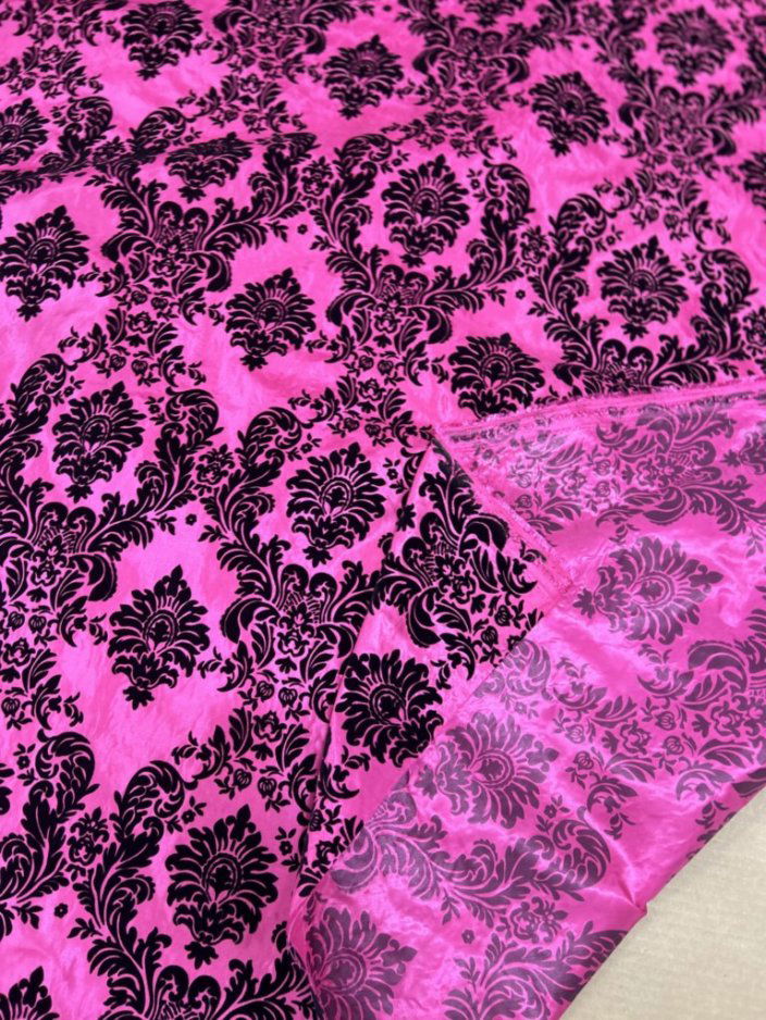 Damask Flocking Taffeta fabric by the yard - New Star Fabrics