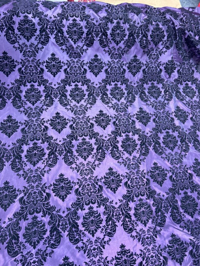 Damask Flocking Taffeta fabric by the yard - New Star Fabrics