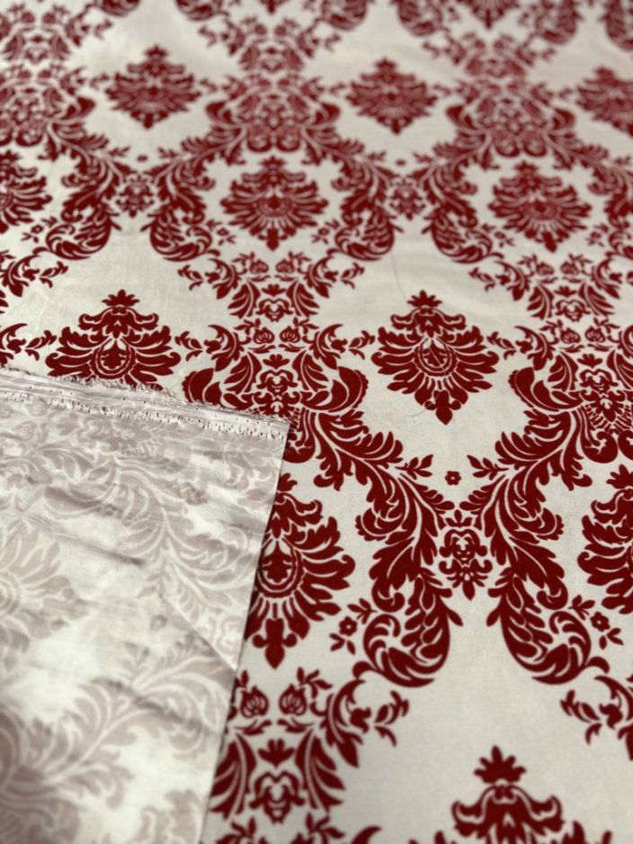 Damask Flocking Taffeta fabric by the yard - New Star Fabrics