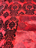 Damask Flocking Taffeta fabric by the yard - New Star Fabrics