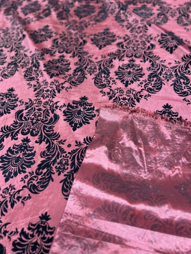 Damask Flocking Taffeta fabric by the yard - New Star Fabrics