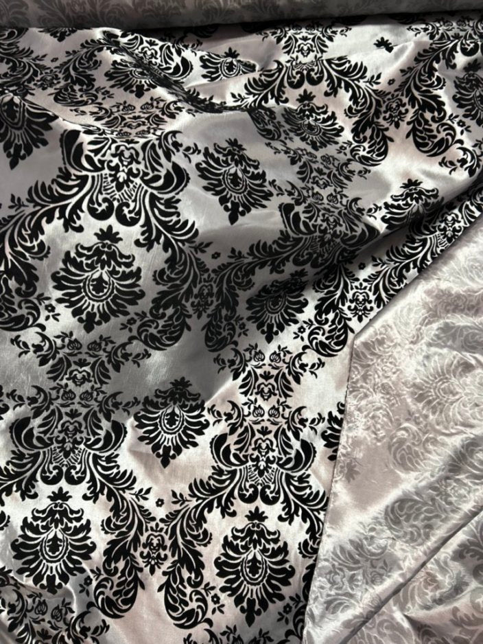 Damask Flocking Taffeta fabric by the yard - New Star Fabrics