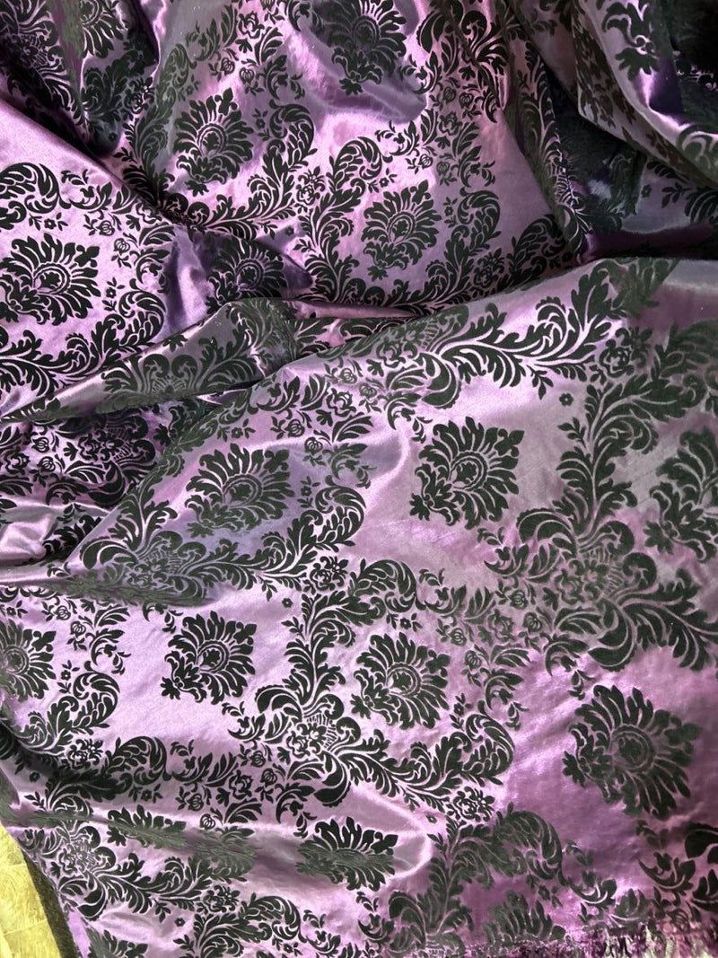 Damask Flocking Taffeta fabric by the yard - New Star Fabrics