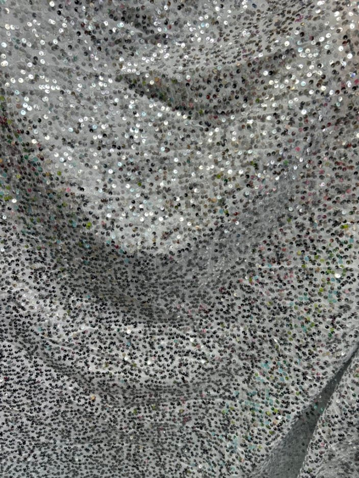 Disc Sequin Micro Dot Dangle Taffeta Fabric  by the yard - New Star Fabrics
