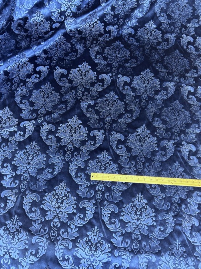Embossed Damask Velvet Drapery Upholstery Fabric  by the yard