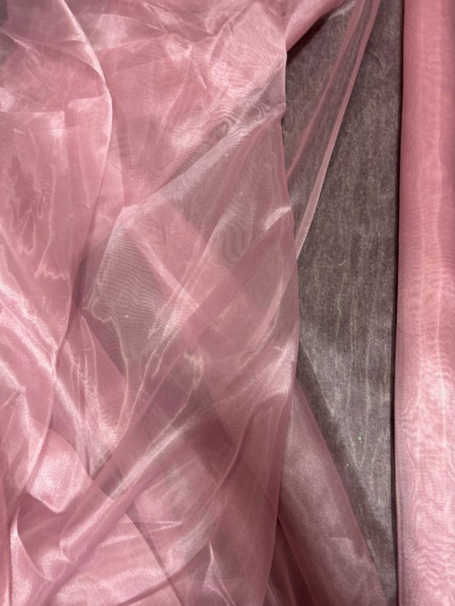 Dusty Rose Crystal Organza Fabric by the yard - New Star Fabrics