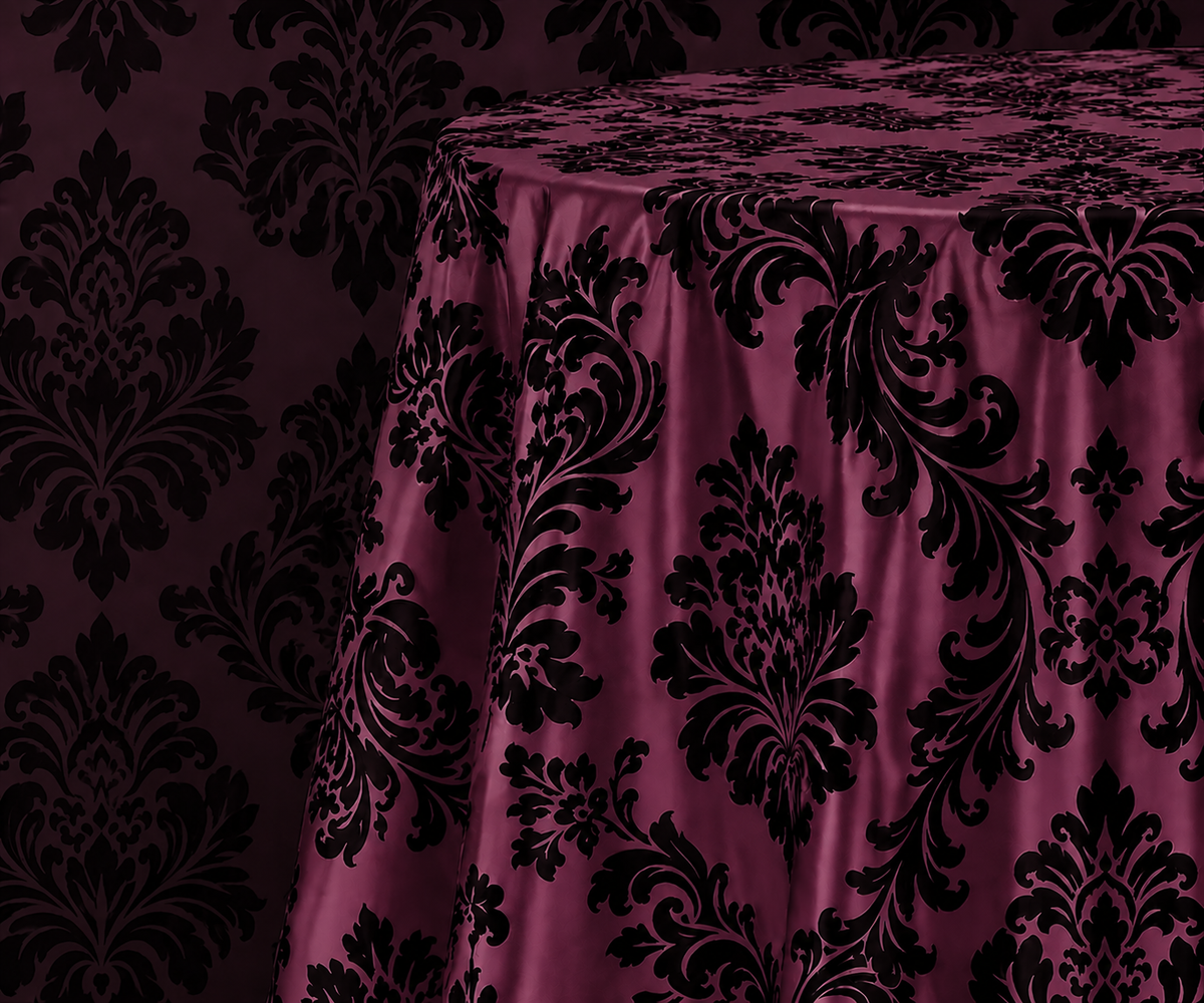 Damask Flocking Taffeta Round Tablecloth-72''-90''-108'' & 120'' Round