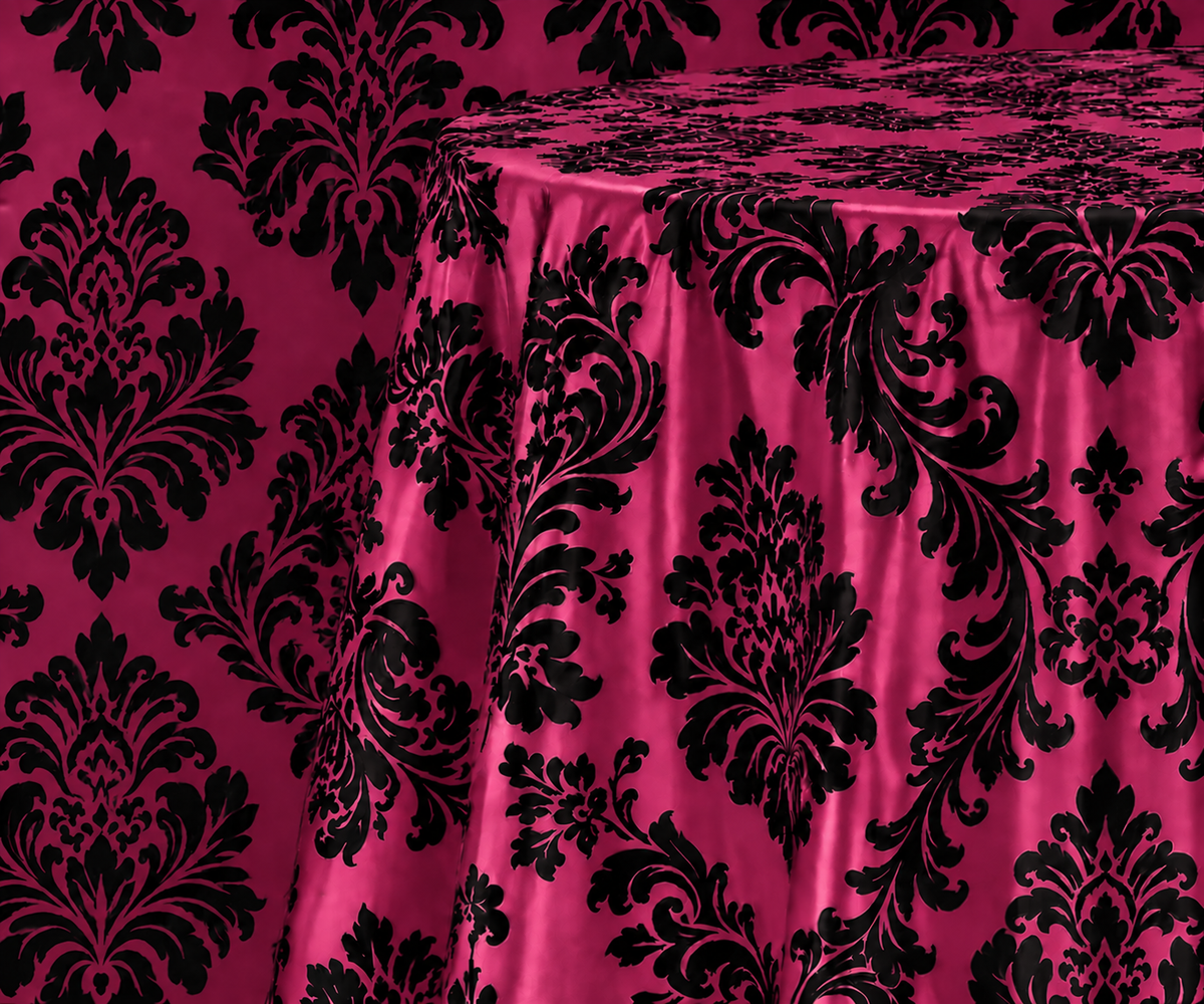 Damask Flocking Taffeta Round Tablecloth-72''-90''-108'' & 120'' Round