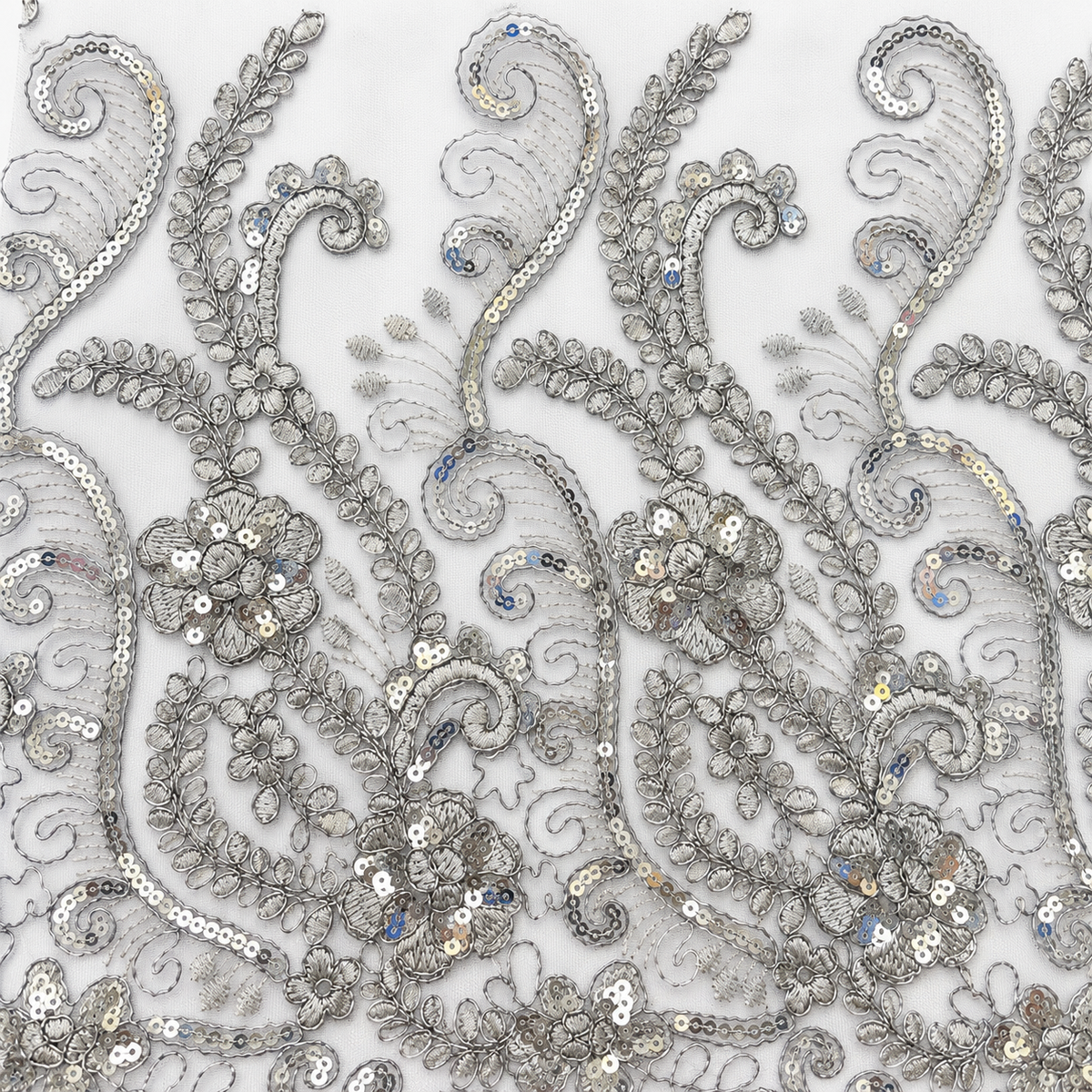 Floral Embroidered Sequin Lace Fabric – 45 Yard Roll