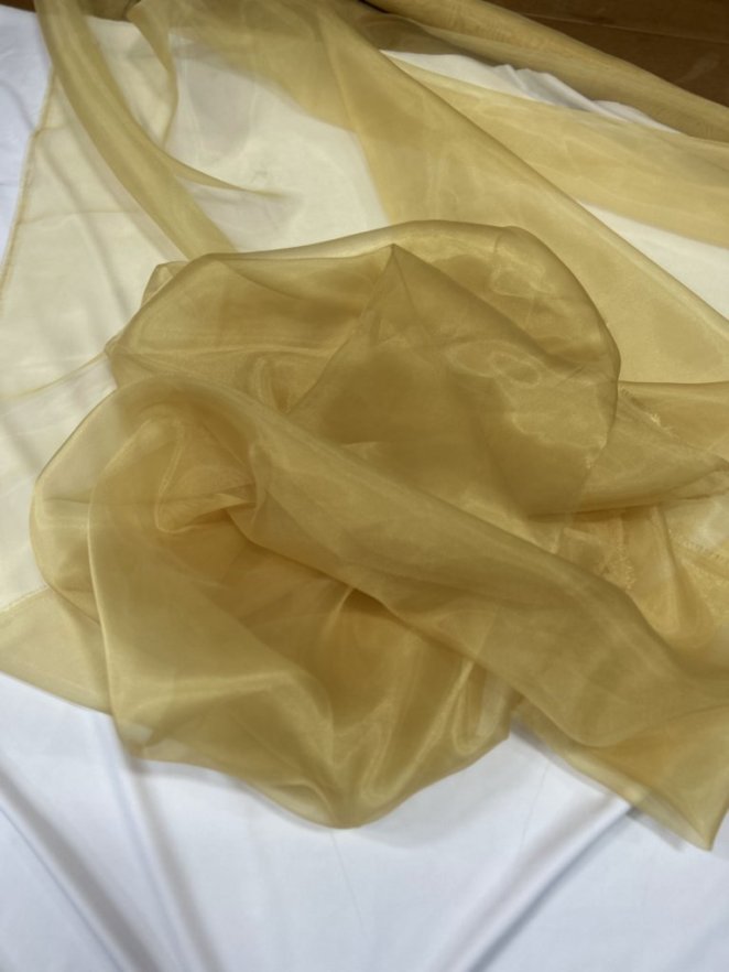 Gold Crystal Organza Fabric by the yard - New Star Fabrics