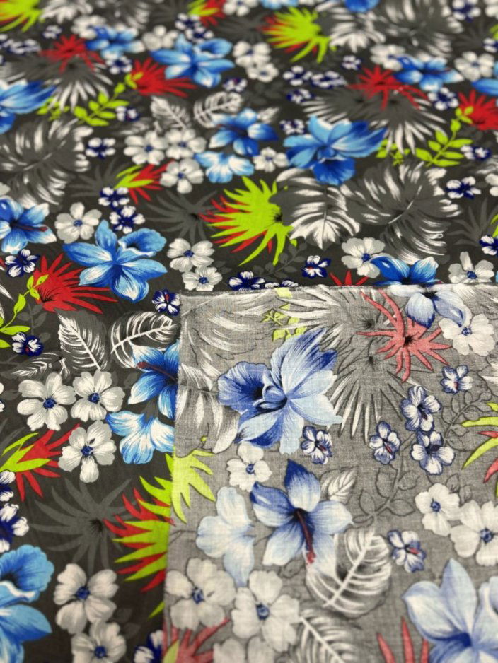 Hawaiian Print Poly Cotton Fabric  by the yard - New Star Fabrics