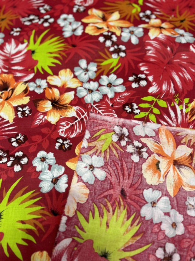 Hawaiian Print Poly Cotton Fabric  by the yard - New Star Fabrics
