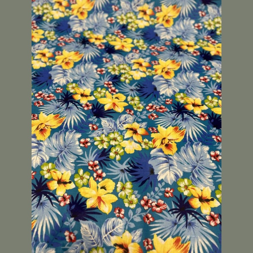 Hawaiian Print Poly Cotton Fabric  by the yard - New Star Fabrics