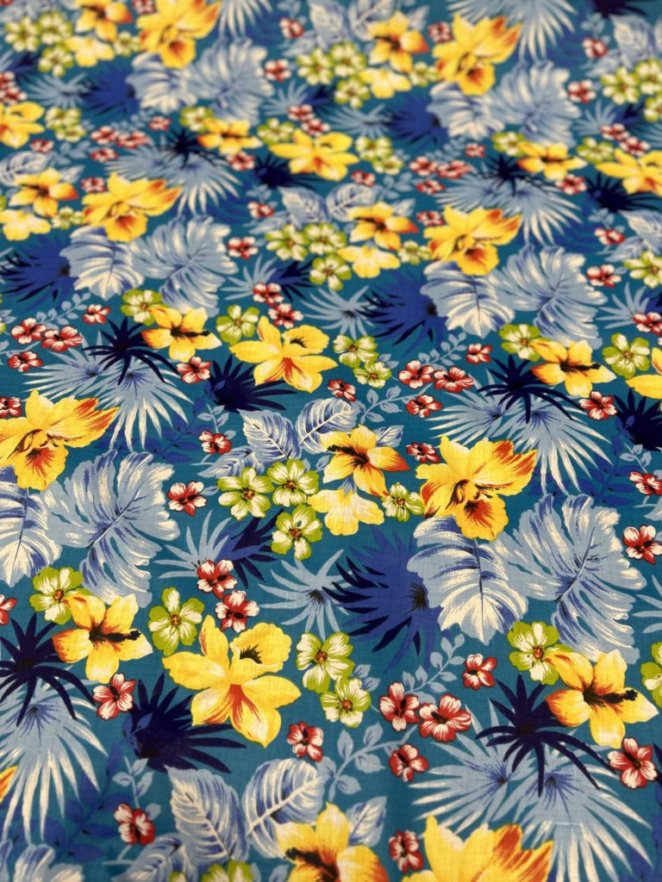 Hawaiian Print Poly Cotton Fabric  by the yard - New Star Fabrics