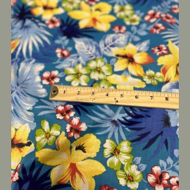 Hawaiian Print Poly Cotton Fabric  by the yard - New Star Fabrics