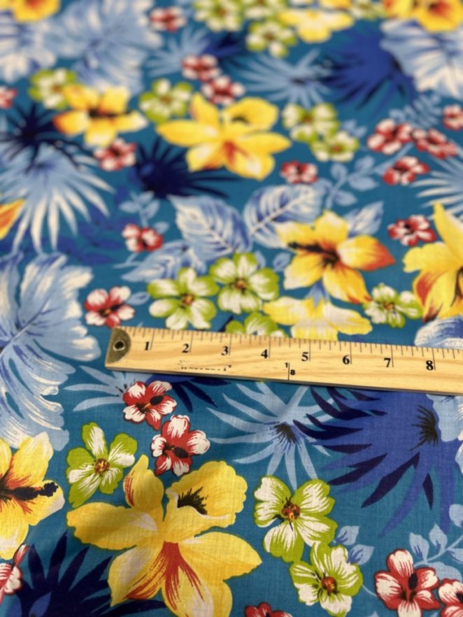Hawaiian Print Poly Cotton Fabric  by the yard - New Star Fabrics