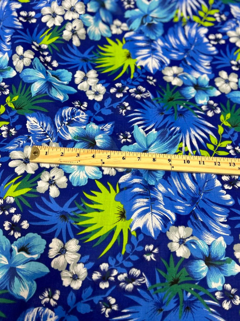 Hawaiian Print Poly Cotton Fabric  by the yard - New Star Fabrics
