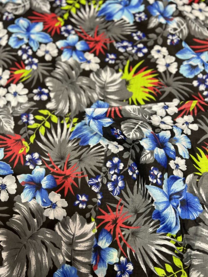 Hawaiian Print Poly Cotton Fabric  by the yard - New Star Fabrics