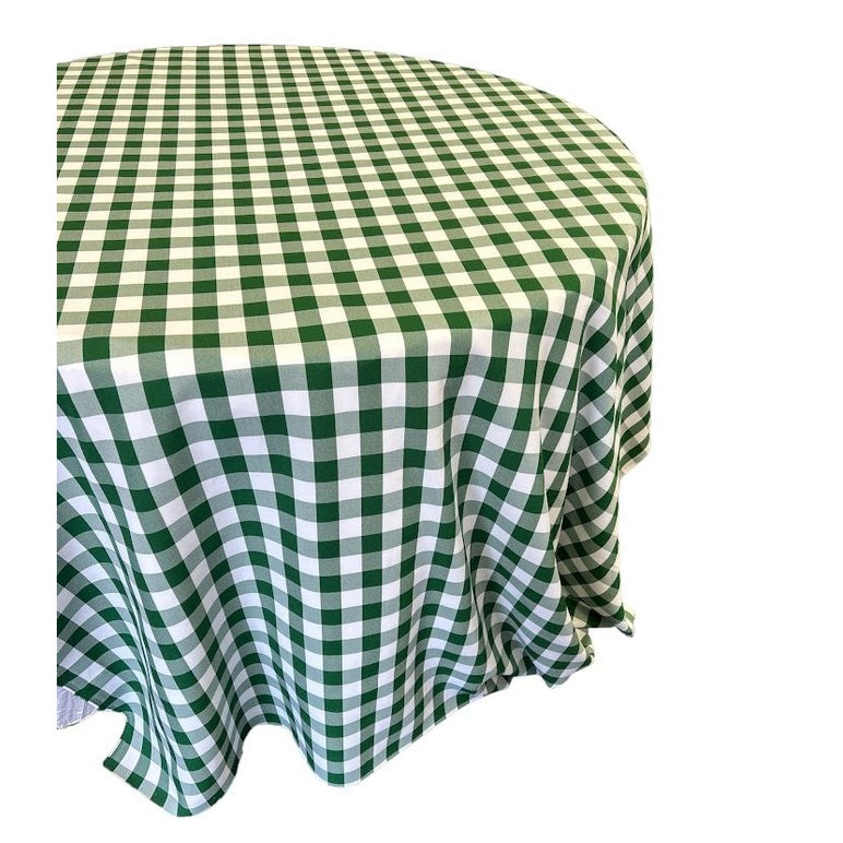 Hunter Green Checkered Plaid Round Tablecloth 120 inches - New Star Fabrics