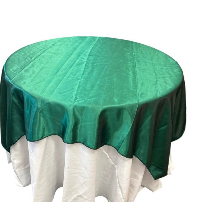Hunter Green Table Overlay Satin 58 X 58 Inches - New Star Fabrics