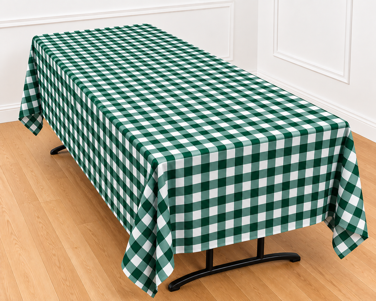 Gingham Checkered Poly Poplin Tablecloth 60 x 84 Inch
