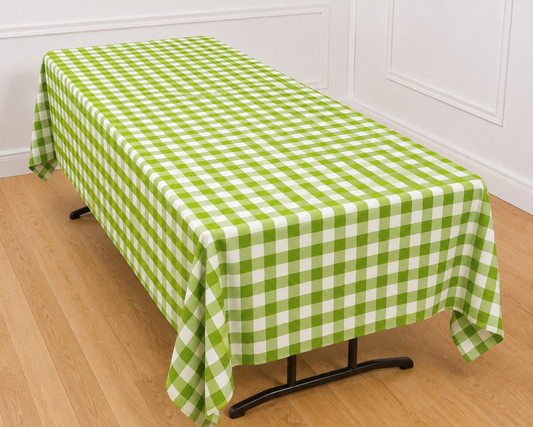 Gingham Checkered Poly Poplin Tablecloth 60 x 120 Inch