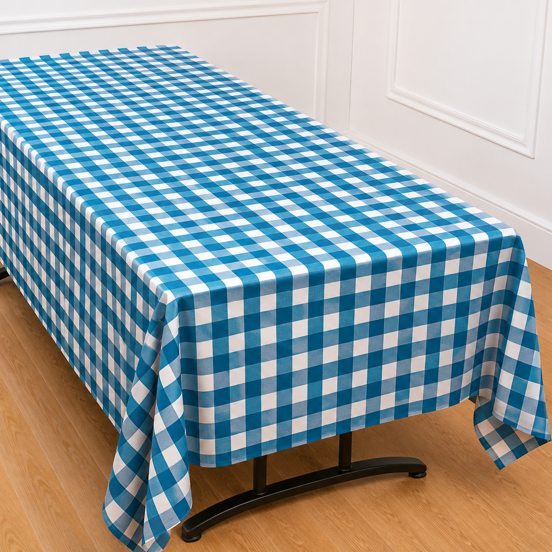 Gingham Checkered Poly Poplin Tablecloth 60 x 84 Inch