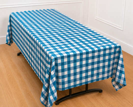 Gingham Checkered Poly Poplin Tablecloth 60 x 108 Inch
