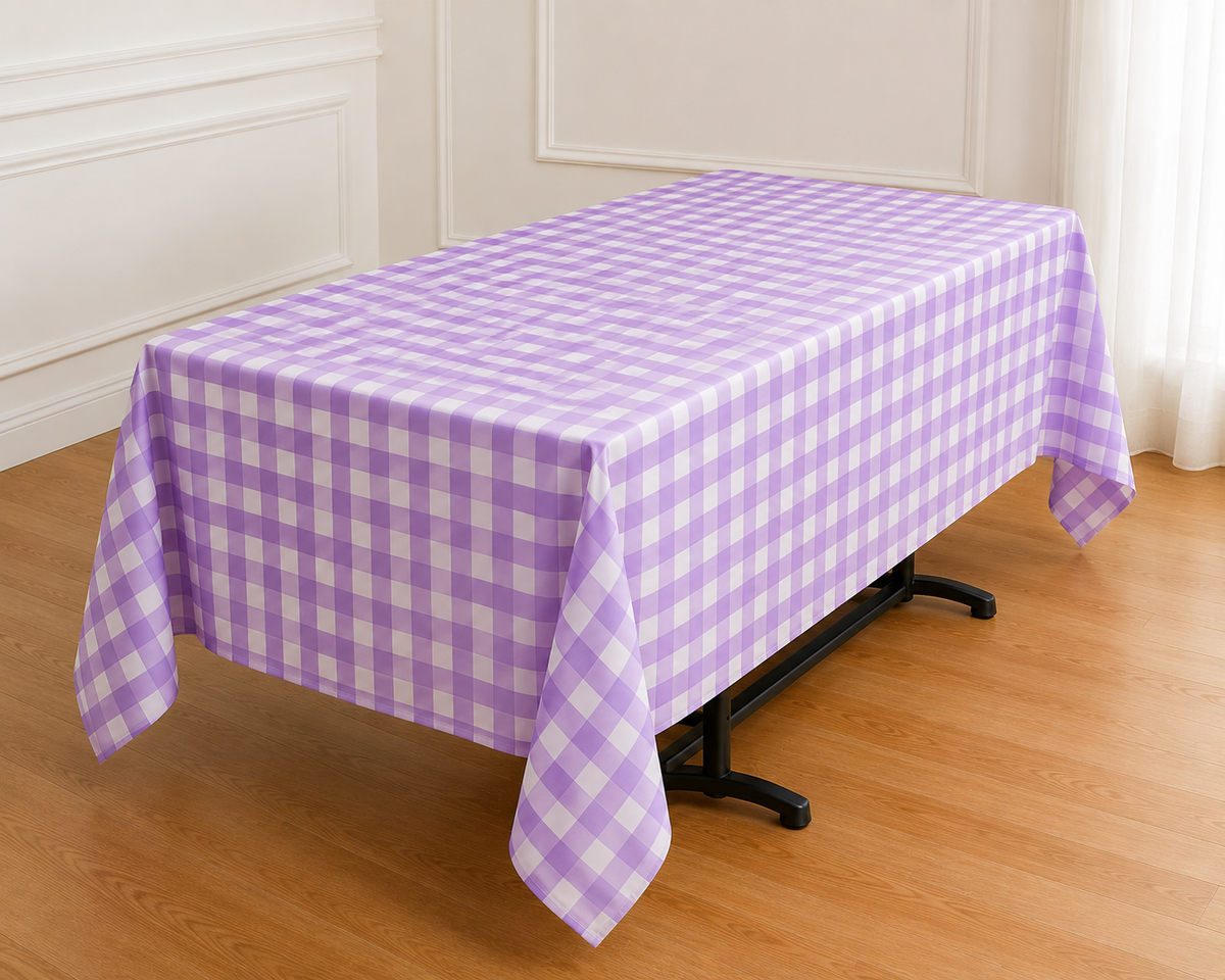 Gingham Checkered Poly Poplin Tablecloth 60 x 84 Inch