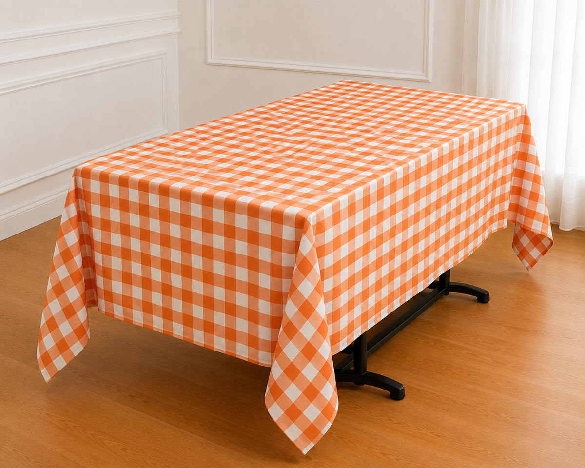 Gingham Checkered Poly Poplin Tablecloth 60 x 84 Inch
