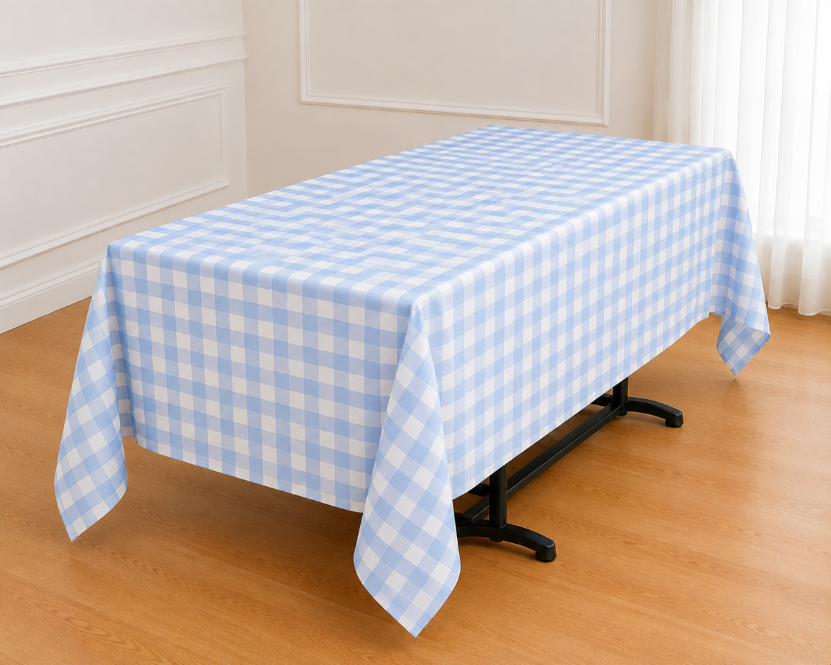 Gingham Checkered Poly Poplin Tablecloth 60 x 84 Inch