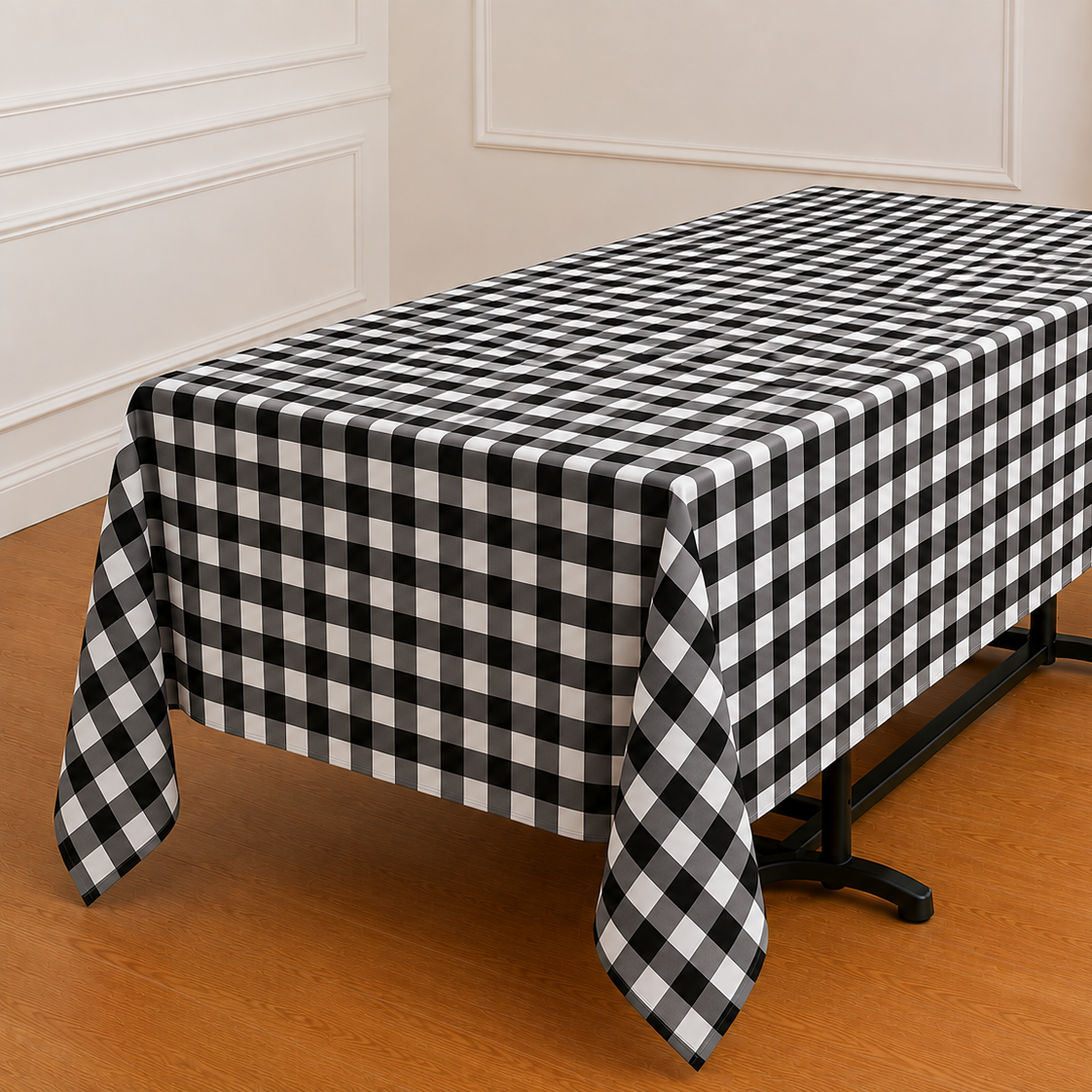 Gingham Checkered Poly Poplin Tablecloth 60 x 84 Inch