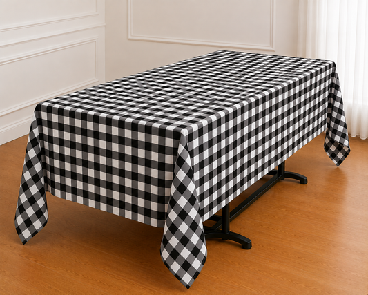 Gingham Checkered Poly Poplin Tablecloth 60 x 84 Inch